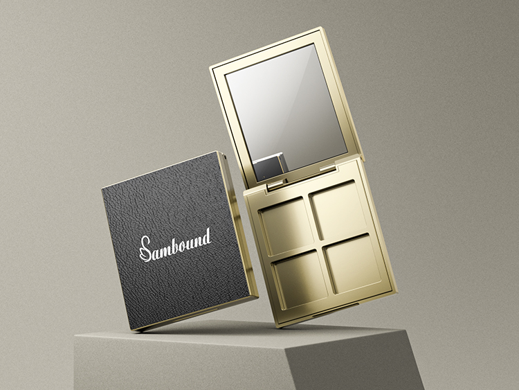 仿皮革纹理四色眼影盘包装加工定制 仿皮革纹理四色眼影盘包装加工定制