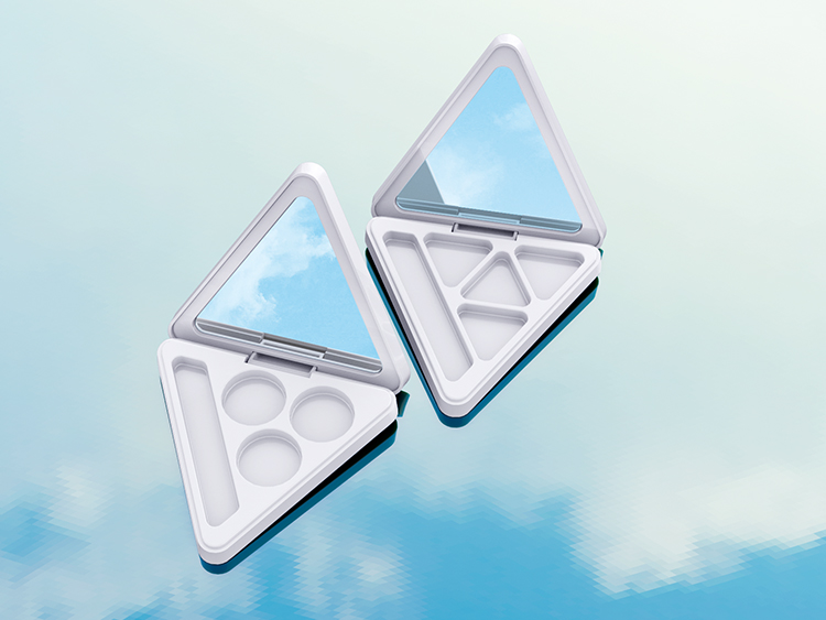 白色三角形空眼影盒包材加工注塑 白色三角形空眼影盒包材加工注塑